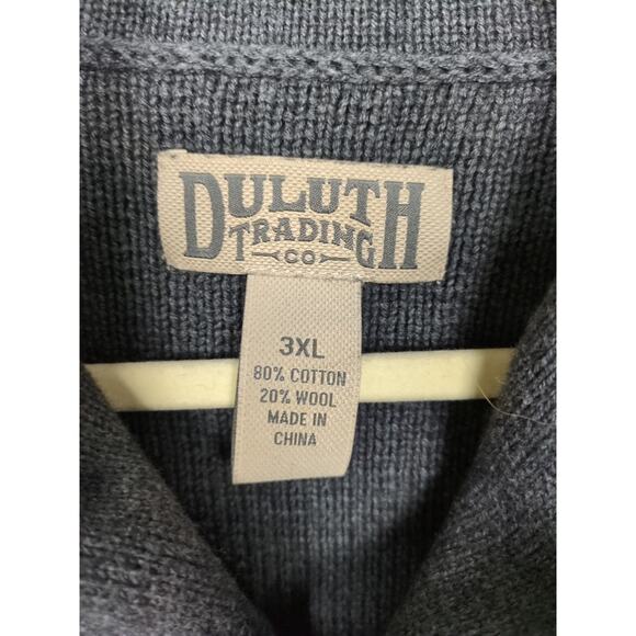 DULUTH TRADING CO Sweater Mens 3XL Dark Grey Brigadier Shawl Collar Wool Blend - Picture 3 of 4